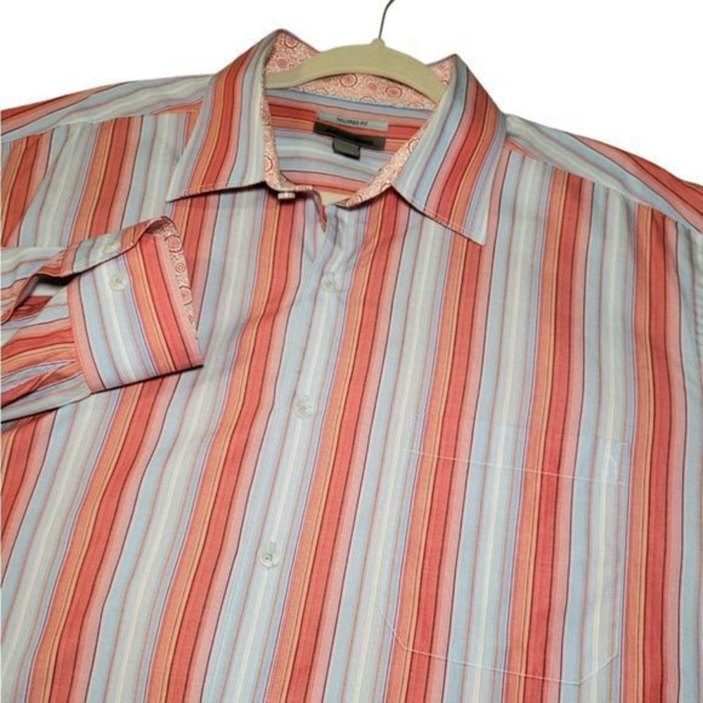 Johnston & Murphy Men's Striped Colorful Button-up Size XLarge